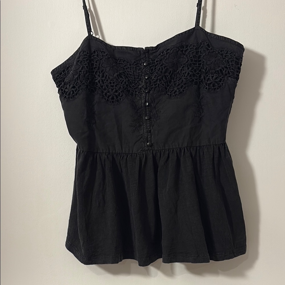 Black Lace Detail Women's Top